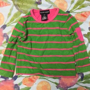 Infants Ralph Lauren Green and Pink Striped Shirt